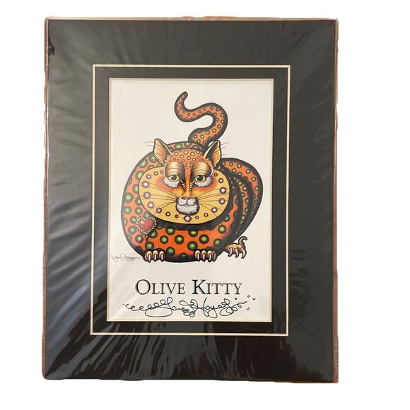 Olive Kitty Print Jamie Hayes New Orleans Cat Art Signed Matted - Picture 1 of 7